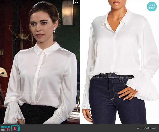 Kobi Halperin Hana Blouse worn by Victoria Newman (Amelia Heinle) on The Young and the Restless