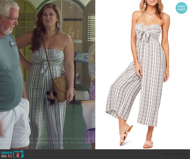 Strapless Riri Wide Leg Jumpsuit by L Space worn by Emily Simpson on The Real Housewives of Orange County