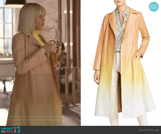 Avrielle Ombré Leather Trench Coat by Lafayette 148 New York worn by Giselle (Nicole Ari Parker) on Empire