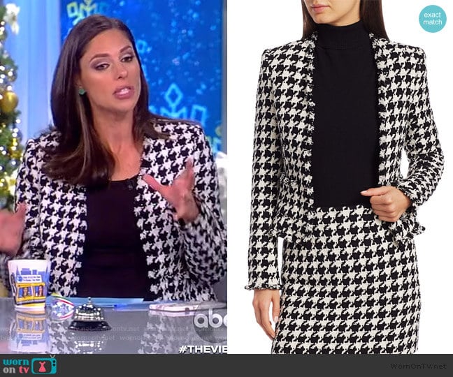 Adette Tweed Houndstooth Jacket by L'Agence worn by Abby Huntsman on The View