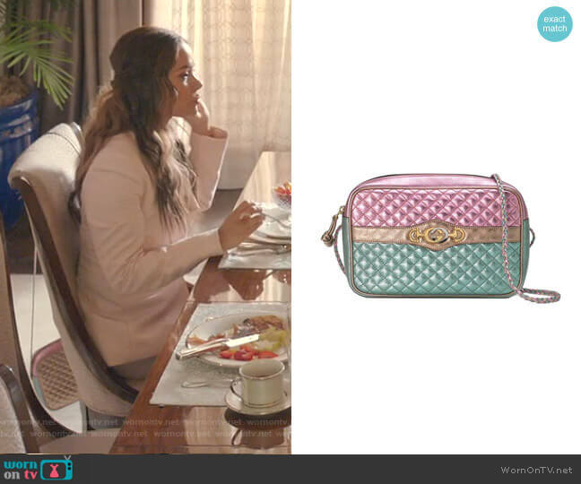 Laminated Leather Ahoulder Bag by Gucci worn by Cristal Jennings (Daniella Alonso) on Dynasty