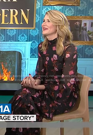 Laura Dern’s black floral tiered dress on Today