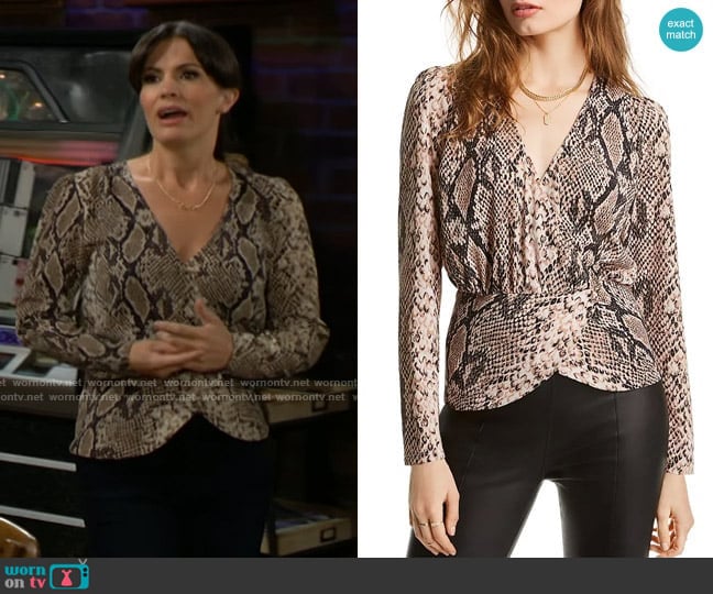 Lini Alexandra Snake Print Wrap Top worn by Chelsea Lawson (Melissa Claire Egan) on The Young and the Restless