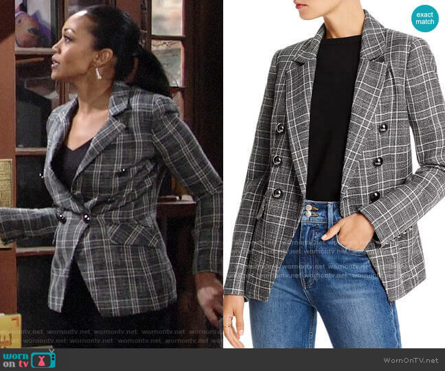 Lini Evelyn Double-Breasted Plaid Blazer worn by Amanda Sinclair (Mishael Morgan) on The Young and the Restless