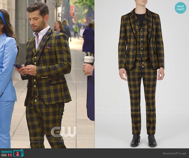 Checked Jacket and pants by Lords and Fools worn by Sam Flores (Rafael de la Fuente) on Dynasty