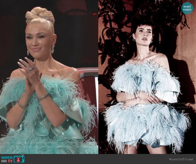 Mini Ruffle and Feathers Dress by Loulou worn by Gwen Stefani  on The Voice