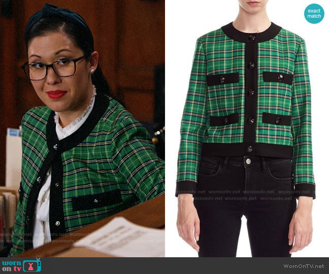 Maje Vivert Plaid Jacket  worn by Sherri Kansky (Ruthie Ann Miles) on All Rise