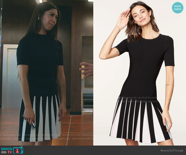 Pleated Contrast Dress by Milly worn by Tina Minoru (Brittany Ishibashi) on Marvels Runaways