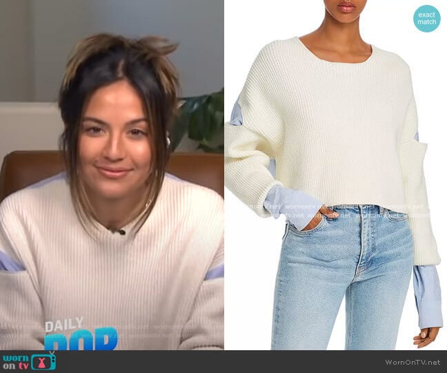 Mixed-Media Cropped Sweater by alexanderwang.t worn by Erin Lim on E! News