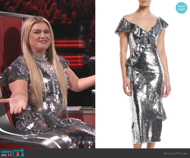 WornOnTV: Kelly Clarkson’s sequined ruffled dress on The Voice | Kelly ...