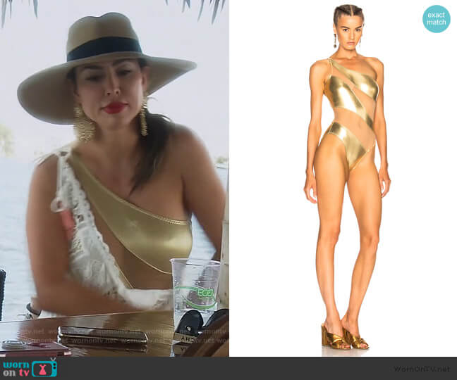 Snake Mesh Mio Swimsuit by Norma Kamali worn by Kelly Dodd  on The Real Housewives of Orange County