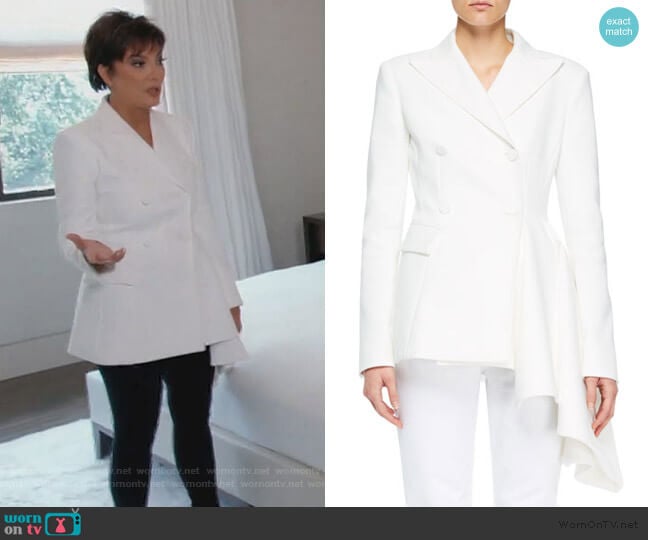 Asymmetric Formal Jacket by Off-White worn by Kris Jenner on Keeping Up with the Kardashians