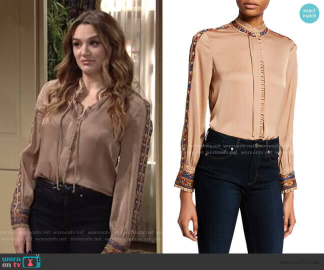 Kobi Halperin Owen Blouse worn by Summer Newman (Hunter King) on The Young and the Restless