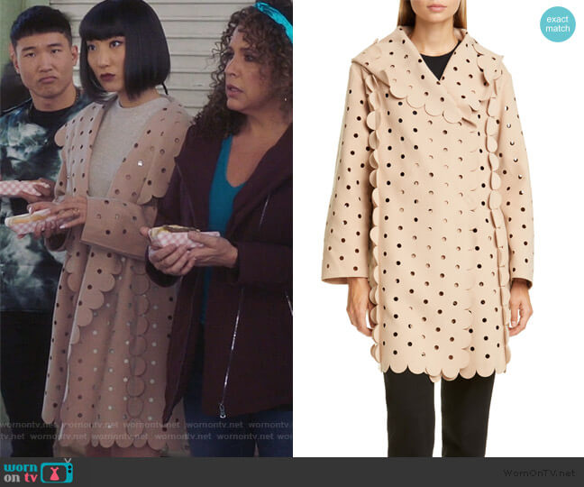 Mei’s pink scalloped cutouts coat on Sunnyside