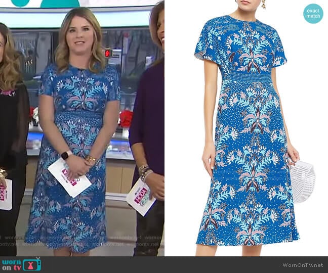 Floral-Print Cloqué Midi Dress by Peter Pilotto worn by Jenna Bush Hager on Today