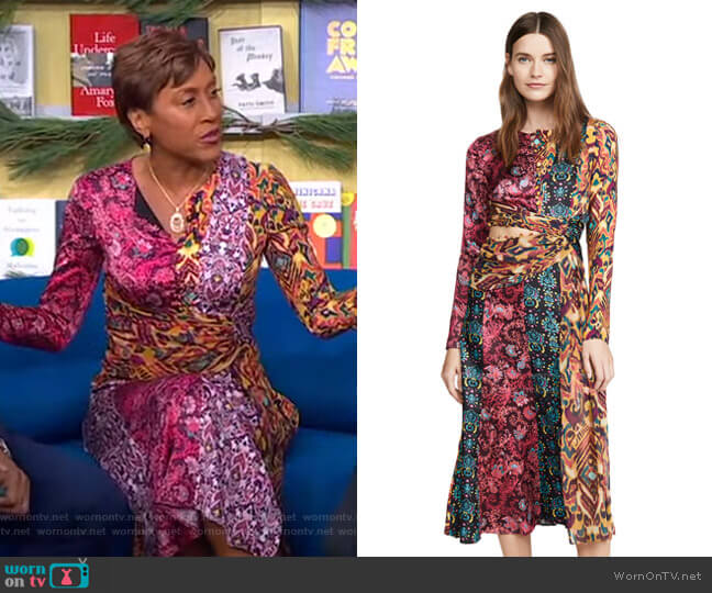 WornOnTV Robin s mixed print midi dress on Good Morning America