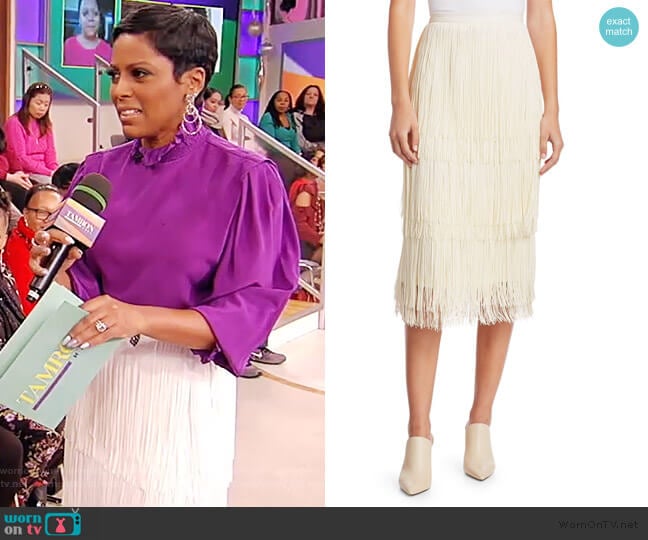 Gyre Fringe Midi Skirt by Rachel Comey worn by Tamron Hall on Tamron Hall Show