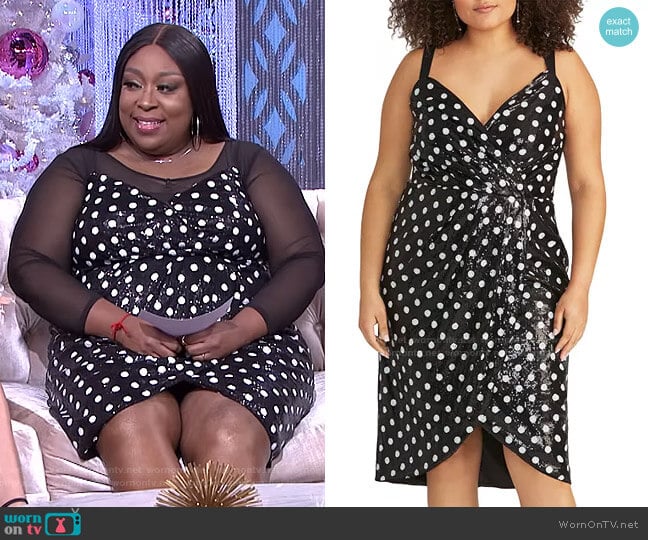 Faye Sequined Polka-Dot Dress by RACHEL Rachel Roy worn by Loni Love on The Real