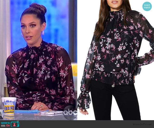 Keisha Smocked Silk Blouse by Ramy Brook worn by Abby Huntsman on The View