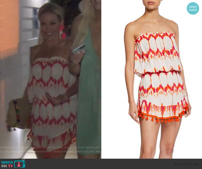 Marcie Strapless Coverup Dress with Pompoms by Ramy Brook worn by Braunwyn Windham-Burke  on The Real Housewives of Orange County