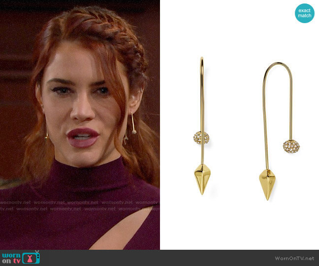 Rebecca Minkoff Pavé Ball Threader Earrings  worn by Sally Spectra (Courtney Hope) on The Bold and the Beautiful