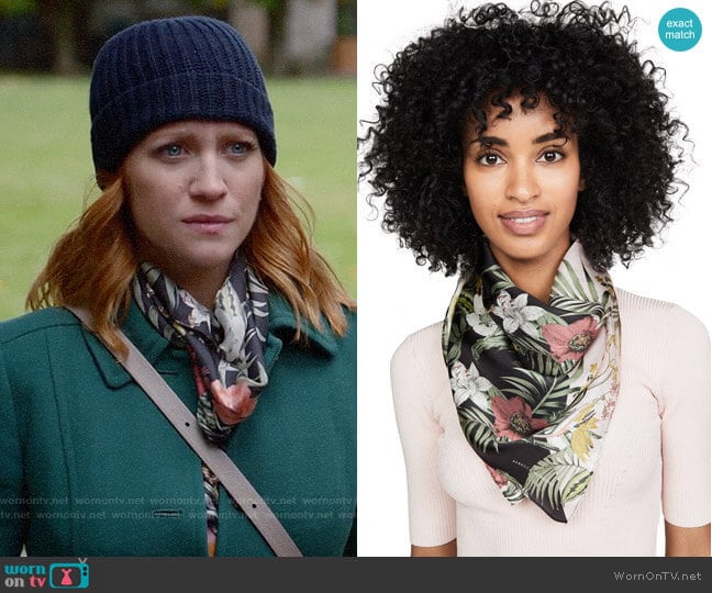 Rebecca Minkoff Tropical Splice Square Scarf worn by Julia Bechley (Brittany Snow) on Almost Family