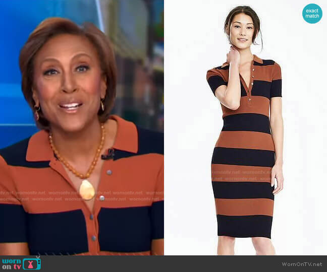 Ribbed Polo Sweater Dress by Banana Republic worn by Robin Roberts  on Good Morning America