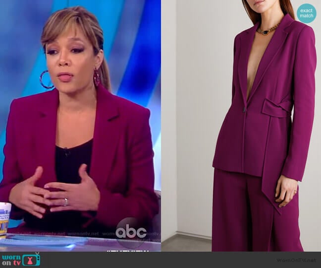 Balair belted stretch-crepe blazer by Roland Mouret worn by Sunny Hostin on The View