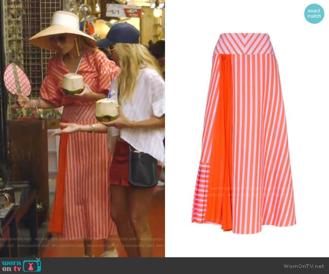 Brezo Pleated Striped Skirt by Silvia Tcherassi worn by Kameron Westcott on The Real Housewives of Dallas