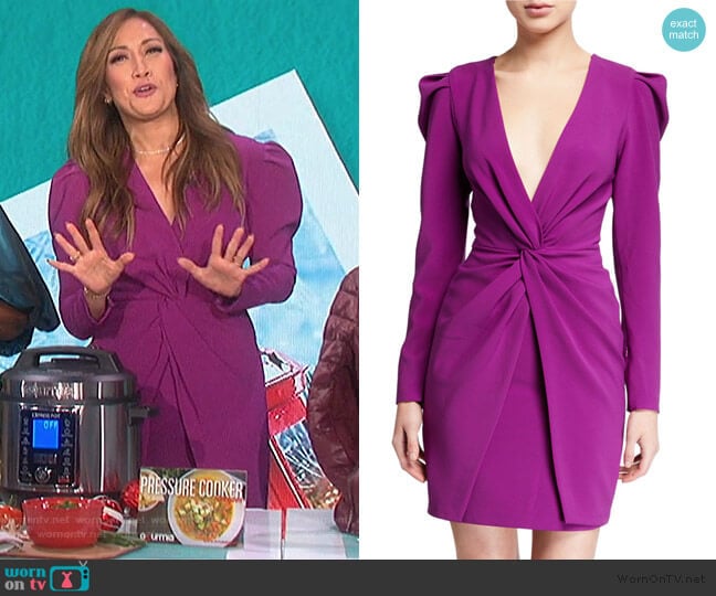 Agnes Plunge V-Neck Long-Sleeve Twist-Front Mutton Dress by Sachin & Babi worn by Carrie Inaba on The Talk