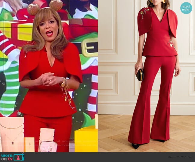 Orion cutout embellished crepe top and pants by Safiyaa worn by Sunny Hostin on The View