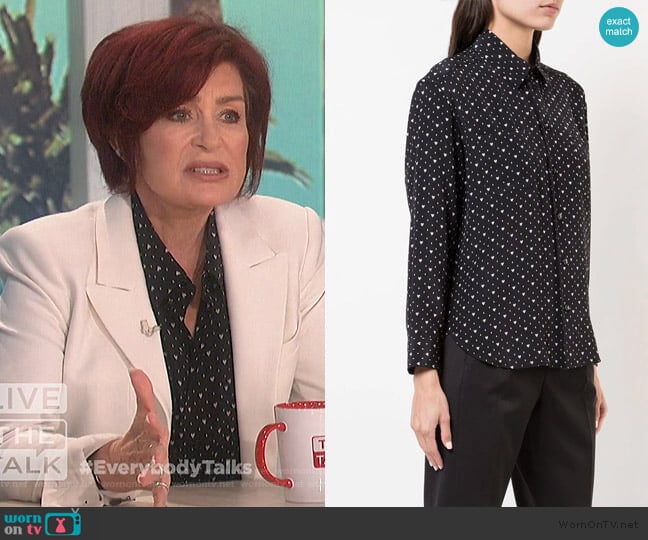 Heart Print Shirt by Saint Laurent worn by Sharon Osbourne on The Talk