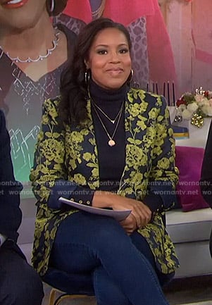 Sheinelle's navy and yellow floral jacket on Today