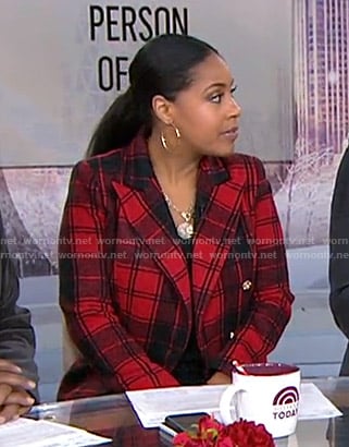 Sheinelle’s red plaid wool blazer on Today