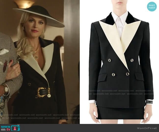 Silk Wool Tuxedo Jacket by Gucci worn by Alexis Carrington (Elaine Hendrix) on Dynasty