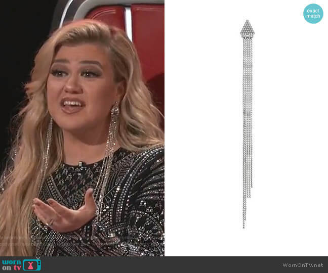 Single Earring with Crystals by Gucci worn by Kelly Clarkson  on The Voice