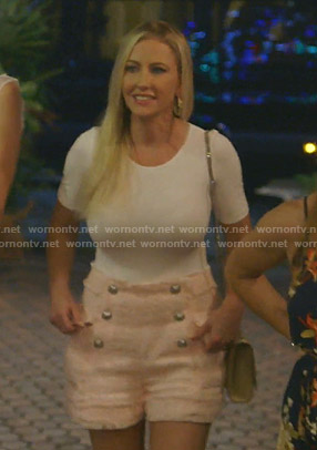 Stephanie's pink tweed shorts on The Real Housewives of Dallas