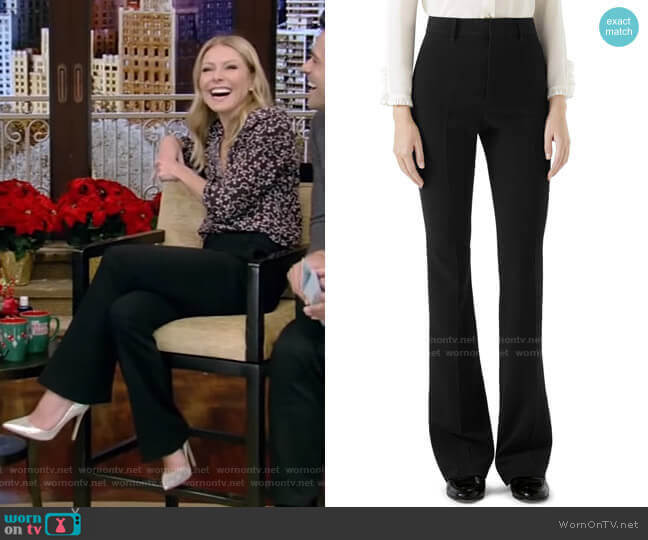 WornOnTV: Kelly’s black printed blouse and trousers on Live with Kelly ...