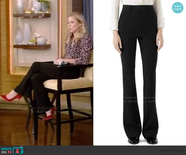 Stretch Cady Skinny Flare Pants by Gucci worn by Kelly Ripa on Live with Kelly and Mark