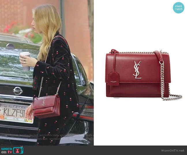 Sunset Medium Leather Shoulder Bag by Saint Laurent worn by Kirby Anders (Maddison Brown) on Dynasty