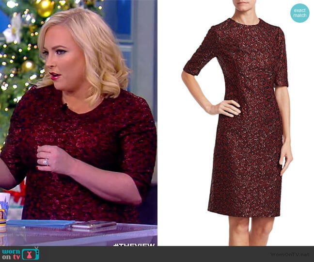 Metallic Jacquard Cocktail Dress by Teri Jon by Rickie Freeman worn by Meghan McCain on The View