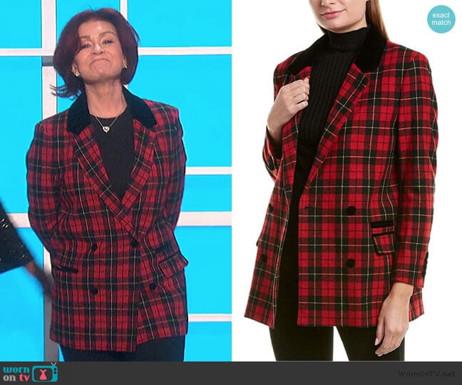 Plaid Riding Jacket by The Kooples worn by Sharon Osbourne on The Talk