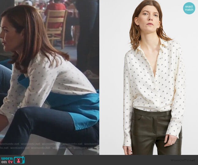 Theory Silk Dot Straight Shirt by Theory worn by Susan Walters on Good Trouble