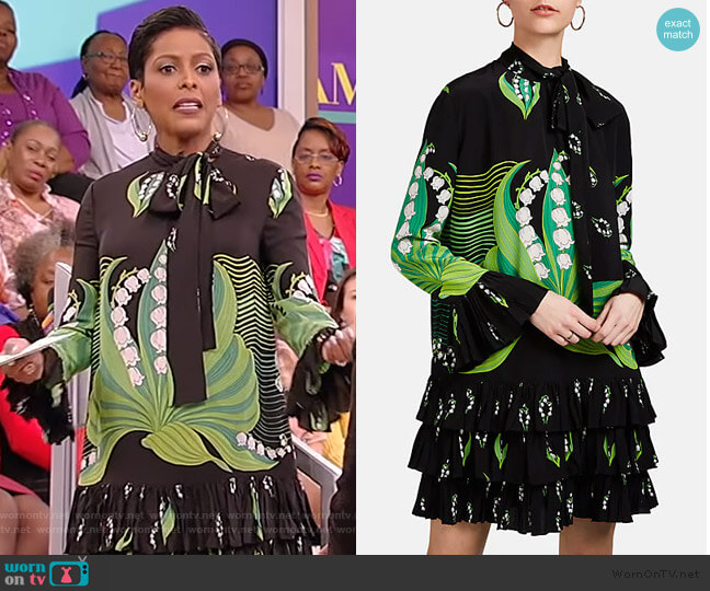 WornOnTV: Tamron’s black lily print dress on Tamron Hall Show | Tamron ...