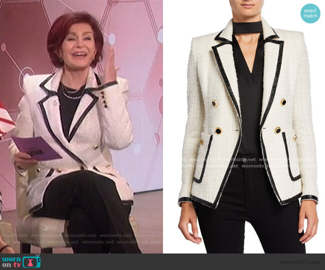 Cato Double Breasted Tweed Blazer by Veronica Beard worn by Sharon Osbourne on The Talk