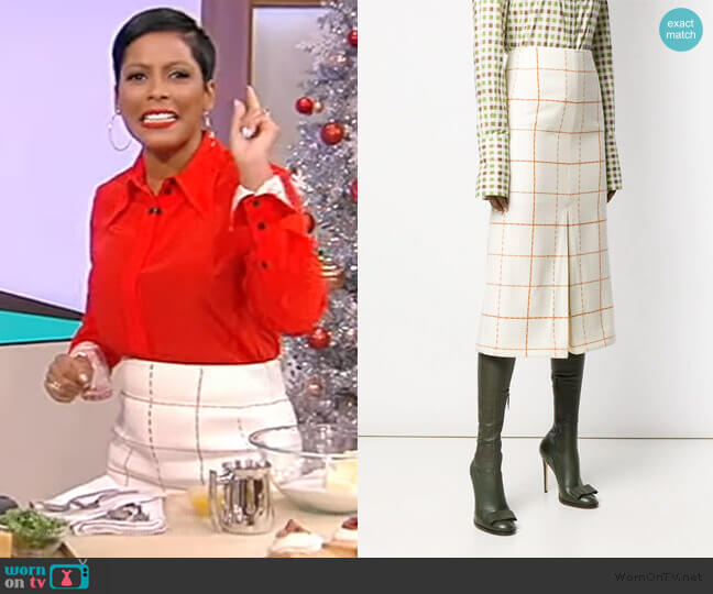 Check Pleated Skirt by Victoria Beckham worn by Tamron Hall on Tamron Hall Show