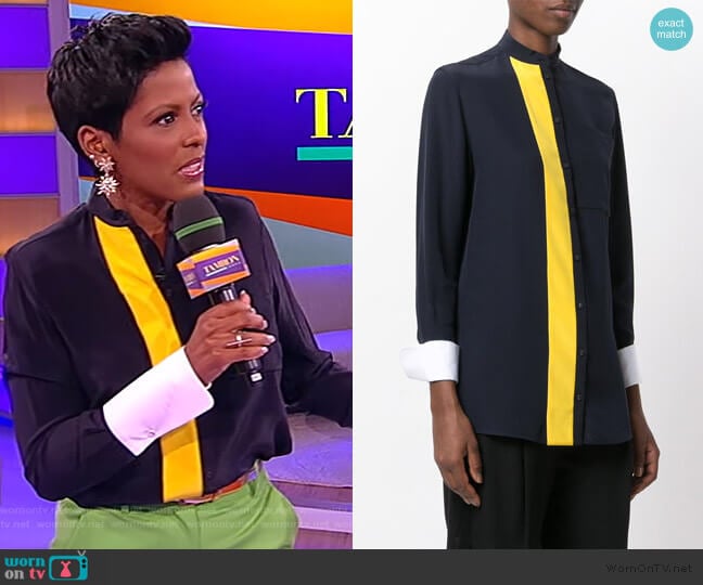 Contrast Stripe Shirt by Victoria Victoria Beckham worn by Tamron Hall on Tamron Hall Show