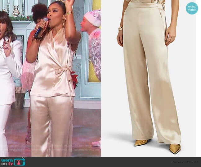 Kati Satin Wide-Leg Pants by Zero + Maria Cornejo worn by Eve on The Talk