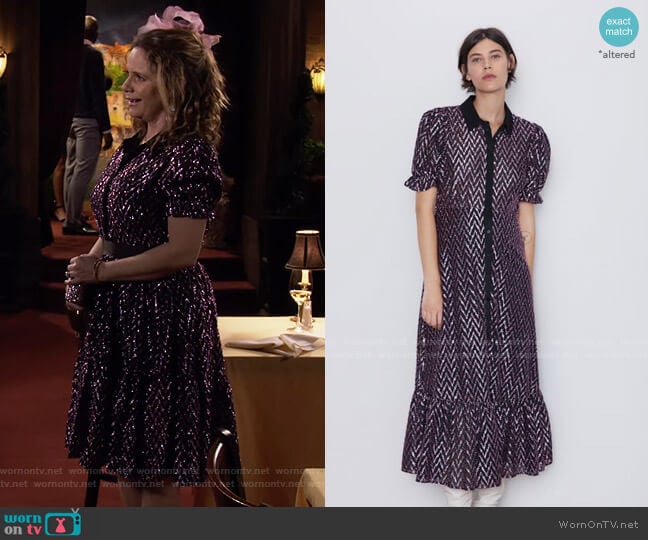 Dress with Metallic Thread by Zara worn by Kimmy Gibbler (Andrea Barber) on Fuller House