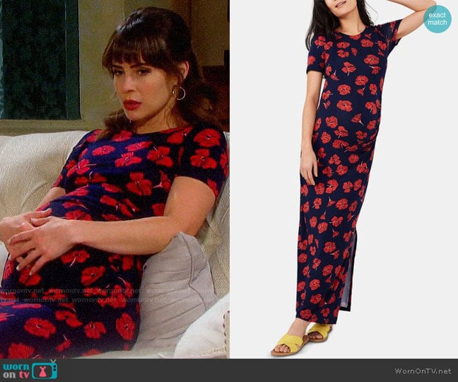 A Pea in the Pod Maternity Ruched Dress worn by Sarah Horton (Linsey Godfrey) on Days of our Lives